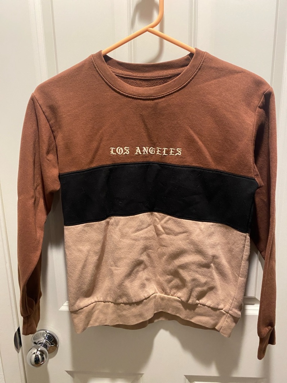 Eighty Eight Colorblock Crewneck in Mustard and Royal Blue